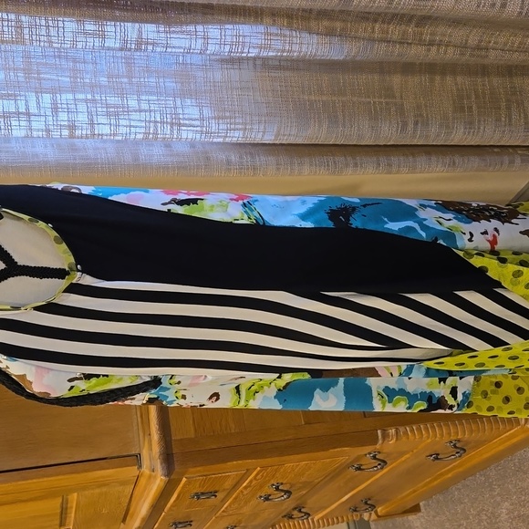 Chic multi color sleeveless handkerchief hem dress - Picture 7 of 7